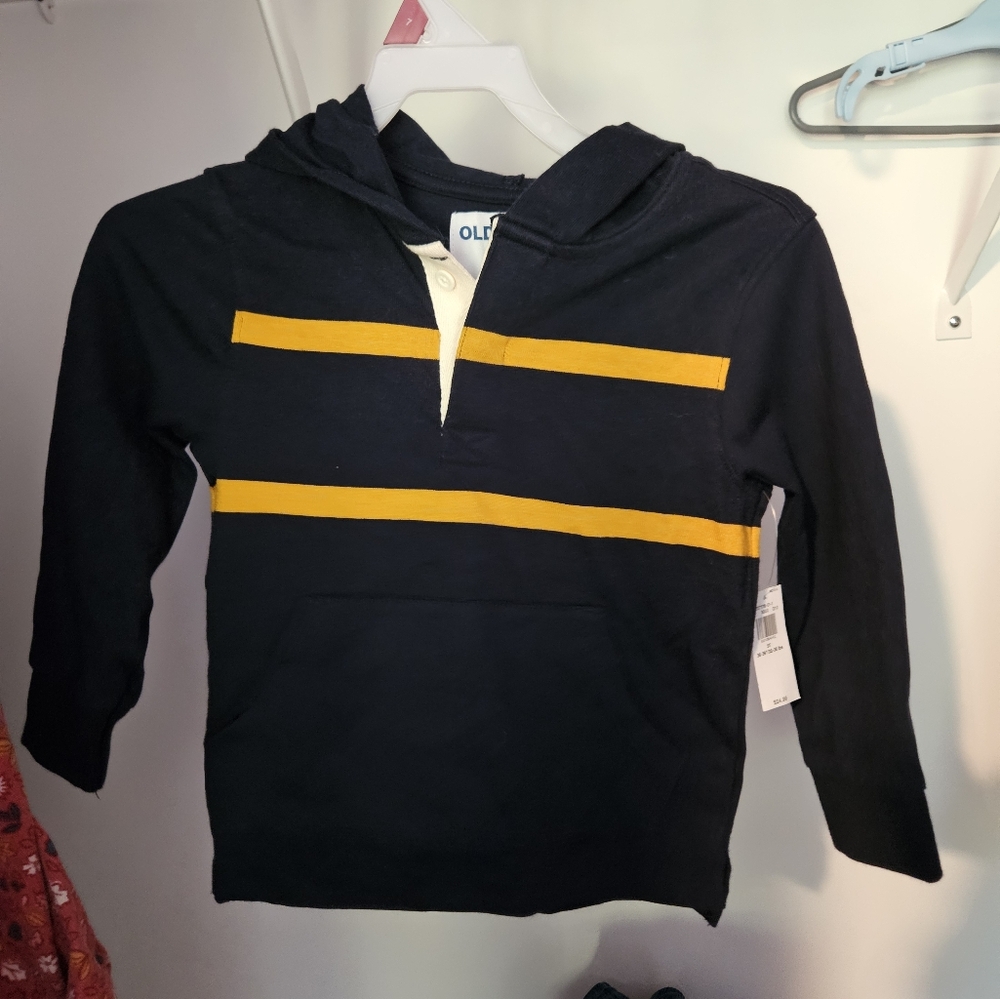 Navy Hoodie with Yellow Stripes